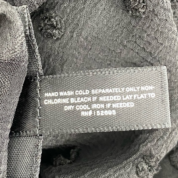 Aqua NWT Ruffle Clip Dot Mini Dress Pussy Bow Bishop Sleeves V Neck Black New - Picture 8 of 13